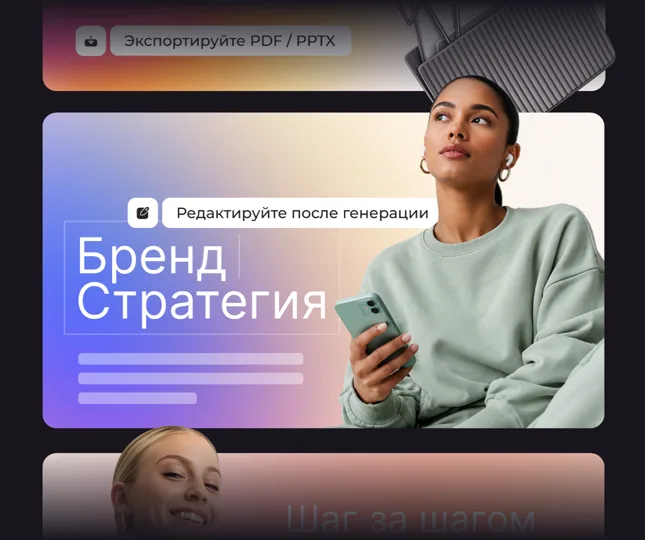 Экран редактора: слайды презентации с картинками и текстом